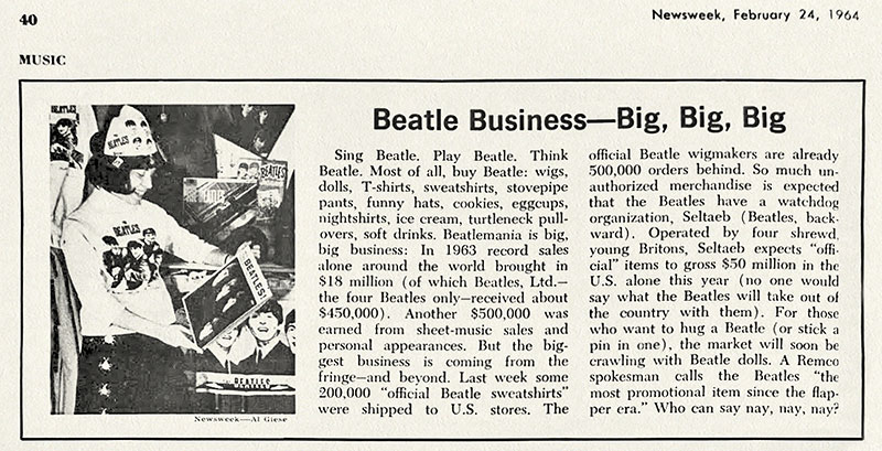 Джонсон П. Феномен под названием «битлз» (перевод с английского). Газета 3а рубежом № 15 (200) за 11-17 апреля 1964 года - оригинальное фото из журнала Newsweek от 24 февраля 1964 года 
