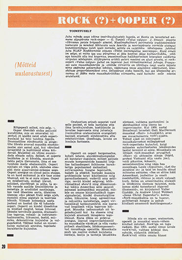 Ике Волков. Рок (?) + опера (?) = рок-опера (?). Журнал Ноорус (Таллин) № 3 (389) за март 1979 года, стр. 20, на эстонском языке