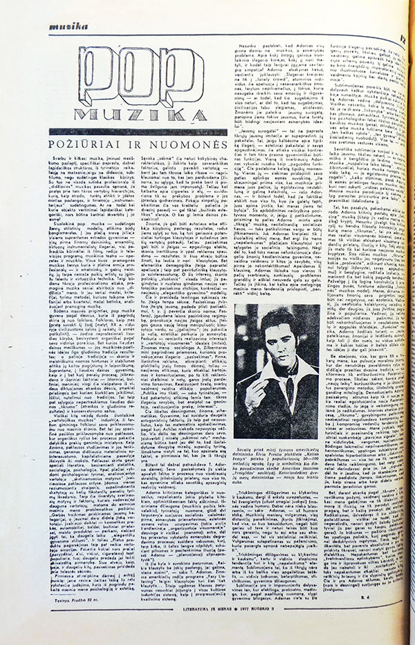 Поп-музыка. Взгляды и мнения. Газета Литература ир мянас (Вильнюс) № 36 (1605) от 3 сентября 1977 года, стр. 12, на литовском языке – продолжение (часть 5)